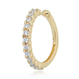 10K Yellow Gold Simulated Diamond CZ Ear Cuff