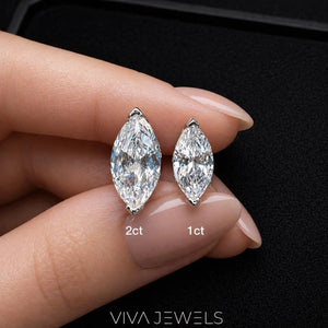 Lab Created Diamond Marquise Cut Earrings (1–2Ct) S925 Sterling Silver White Gold Plated