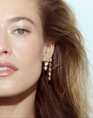 Chic Bezel Mixed Shape Drop Earrings - Elevate Your Style!.