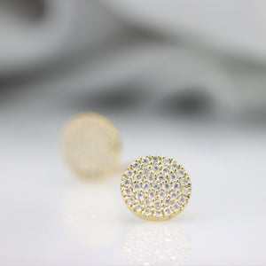 Diamond Pavé Set round Earrings, Stud Earrings, Diamond Earrings, Modern Earrings
