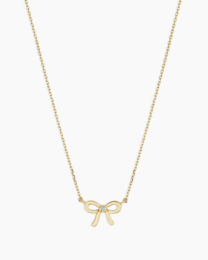 14K Diamond Put a Bow on It Necklace