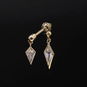 BEATTI Riké • 14K Solid Gold Double Diamond Barbell • Cartilage Earring • Forward Helix