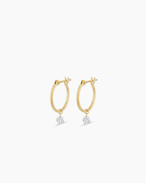 18K Floating Diamond Huggies