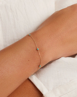 14K Gold Classic Five Turquoise Bracelet