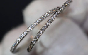 Diamond Hoop Earrings | Hoop Earrings | Womens Big Diamond Earrings | Silver Hoop Earrings with Diamonds | Womens Hoop Earrings | Earrings
