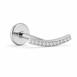 Flat Back Ear Climber, Titanium CZ Ear Crawler Earring, Threadless Push Pin Helix Cartilage Tragus Stud, 16G 18G 20G Dainty Gold Silver