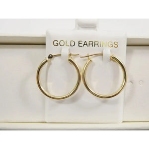 Elegant 10K Yellow Gold Polished 2mm Hoop Earrings for Women.