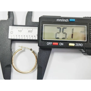 Elegant 10K Yellow Gold Polished 2mm Hoop Earrings for Women.
