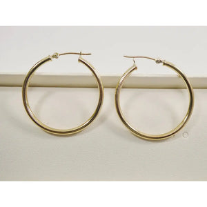 Elegant 10K Yellow Gold Polished 2mm Hoop Earrings for Women.