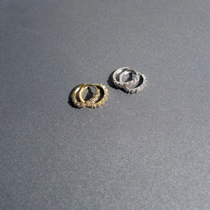 Elegant 14K Gold Diamond Huggie Earrings - Sleek Mini Sleeper Hoops in Yellow or White Gold.