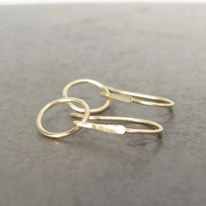 Elegant 14K Gold Minimalist Hoop Dangle Earrings - Timeless Circle Drop Design.