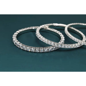 Elegant 14K Gold Sparkling Simulated Diamond Tennis Bracelet - Flexible Bangle Design.