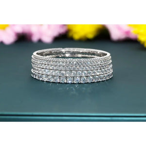 Elegant 14K Gold Sparkling Simulated Diamond Tennis Bracelet - Flexible Bangle Design.