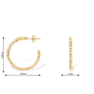 Elegant 14K Italian Gold Dainty Hoop Earrings with Beads.