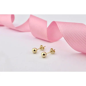 Elegant 14K Solid Gold Ball Stud Earrings - Timeless Minimalist Design for Everyday Wear.
