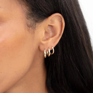 Elegant 14K Solid Gold Brianna Huggie Hoop Earrings - Everyday Style in Yellow, White, and Rose Gold (Pair).