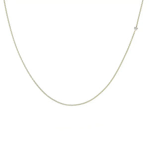 Elegant 14K Solid Gold Diamond Choker Necklace – Dainty Minimalist Two-Sided Pendant.