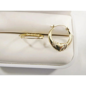 Elegant 14K Solid Gold Heart Hoop Earrings - Dainty Small Yellow Gold Hoops for Women.