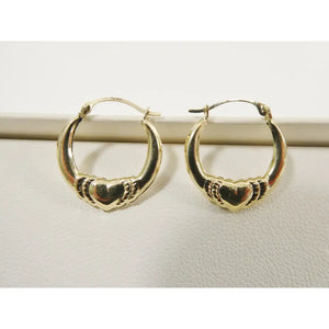 Elegant 14K Solid Gold Heart Hoop Earrings - Dainty Small Yellow Gold Hoops for Women.