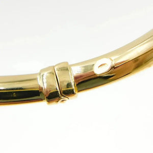 Elegant 14K Solid Gold Hinged Bangle Bracelet - 7 Inch Hollow Smooth Stackable Design.