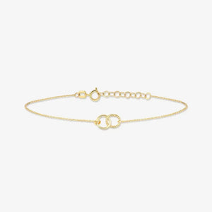 Elegant 14K Solid Gold Interlocking Circle Bracelet - Dainty Connection Jewelry Gift for Her.