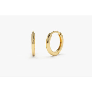 Elegant 14K Solid Gold Mini Huggie Hoop Earrings - 10MM & 12.5MM Options.