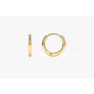 Elegant 14K Solid Gold Mini Huggie Hoop Earrings - 10MM & 12.5MM Options.