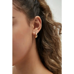 Elegant 14K Solid Gold Tapered Oval Huggie Hoop Earrings for Daily Wear.