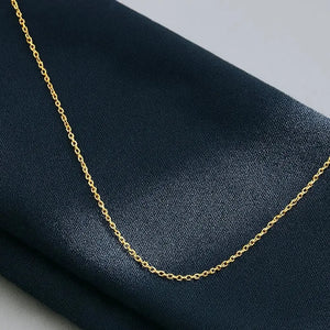 Elegant 14K Solid Yellow Gold Diamond-Cut Dainty Cable Chain Necklace - Handmade in Italy, 0.9mm-1.5mm.