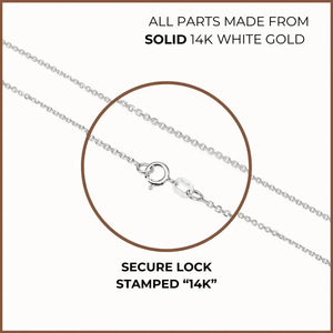 Elegant 14K White Gold Diamond Cut Cable Chain Necklace - Italian Craftsmanship, 1.5mm Thickness.