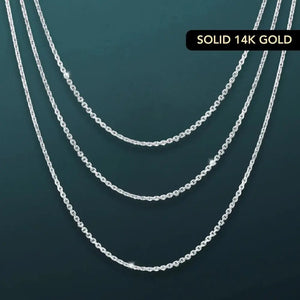 Elegant 14K White Gold Diamond Cut Cable Chain Necklace - Italian Craftsmanship, 1.5mm Thickness.