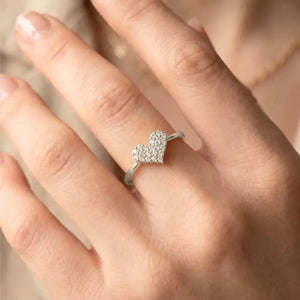 Elegant 14K White Gold Diamond Heart Ring 0.31Ctw – Perfect Romantic Gift for Her on Anniversaries & Everyday Wear.