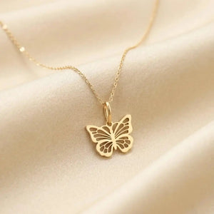Elegant 14K Yellow Gold Butterfly Pendant Necklace - Graceful Charm for Every Occasion.