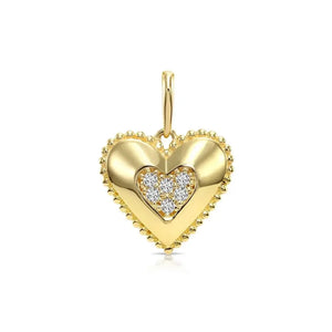 Elegant 14K Yellow Gold Heart Pendant Necklace Adorned with 0.15 Carats of Lab Diamonds.