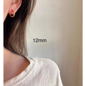 Elegant 18K Gold Plated Titanium Waterproof Minimalist Thin Hoop Earrings - Perfect for Stacking!.
