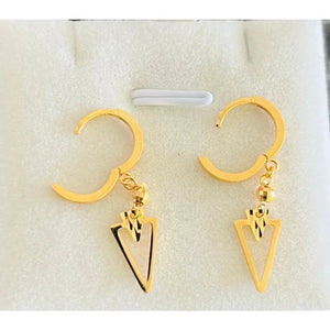 Elegant 22K Solid Gold Sphere Earrings - Exquisite 22Ct Gold Drop Design.