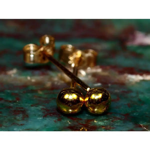 Elegant 24K Gold 3mm Ball Stud Earrings - Timeless Minimalist Design in Pure Solid Gold.
