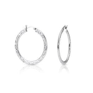 Elegant 35mm Sterling Silver Skinny Hoop Earrings.