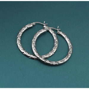 Elegant 35mm Sterling Silver Skinny Hoop Earrings.