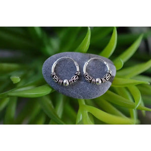 Elegant 925 Sterling Silver Bali Ball Hoop Sleeper Earrings - Available in Multiple Sizes (10-20 MM).