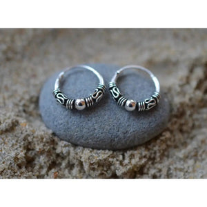 Elegant 925 Sterling Silver Bali Ball Hoop Sleeper Earrings - Available in Multiple Sizes (10-20 MM).