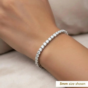 Elegant 925 Sterling Silver Classic Tennis Bracelet with Simulated Diamond CZ.