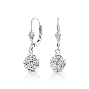 Elegant 925 Sterling Silver Crystal Ball Dangle Earrings with French Back - Perfect Gift for Her.