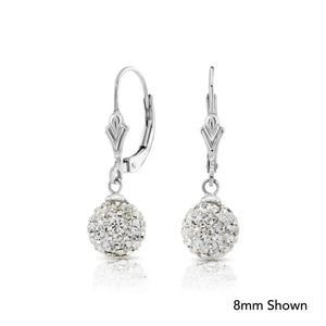 Elegant 925 Sterling Silver Crystal Ball Dangle Earrings with French Back - Perfect Gift for Her.