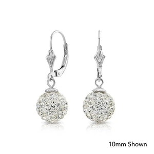 Elegant 925 Sterling Silver Crystal Ball Dangle Earrings with French Back - Perfect Gift for Her.