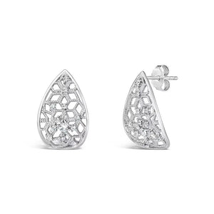 Elegant 925 Sterling Silver Teardrop CZ Stud Earrings - Perfect Gift for Her!.