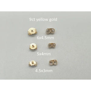 Elegant 9K Solid Yellow Gold Earring Backs - 375 Stamped Butterfly Scrolls Jewelry Findings Pair.