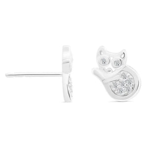 Elegant CZ Cat Stud Earrings in Premium Sterling Silver.