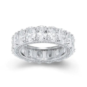 Elegant CZ Eternity Ring with Oval Stones - Gold Plated Sterling Silver Forever Jewelry for Anniversaries and Everyday Luxury.