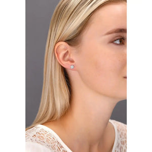 Elegant CZ Flower Stud Earrings in Sterling Silver - Timeless Sparkle for Any Occasion.